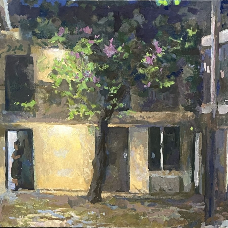LA QUINTA COURT, Peter Malarkey, oil on linen, 22 x 27 inches, copyright ©2024
