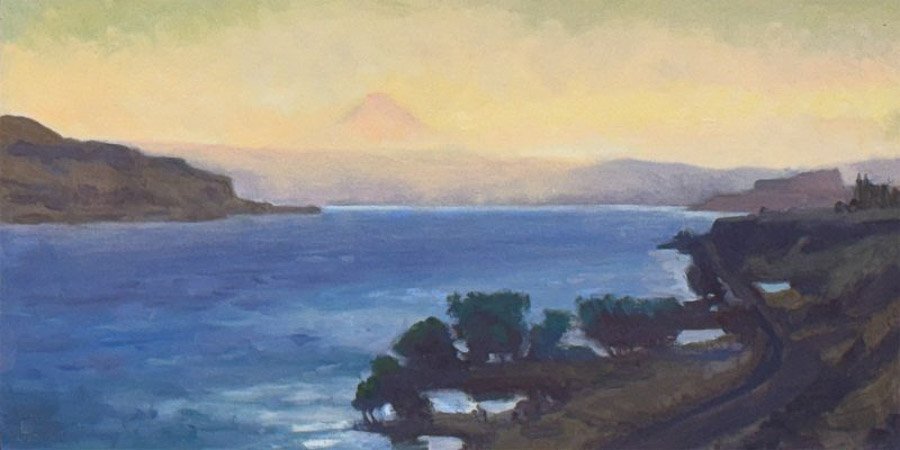 FADING MOUNTAIN, oil on MDH panel, 16 x 20 inches, copyright ©2023